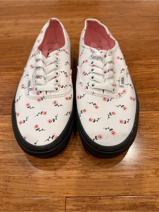 Vans Shoes - Vans White Canvas Low-Top Sneakers with Pink Rose Print